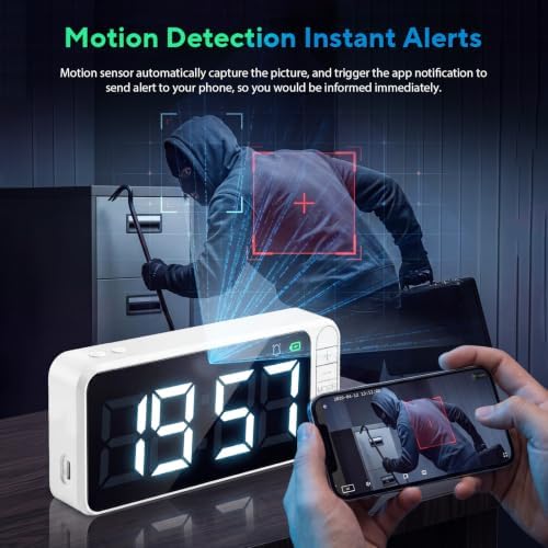 Hidden Camera Magnetic Clock 4K WiFi Indoor Cam with Long Battery Life