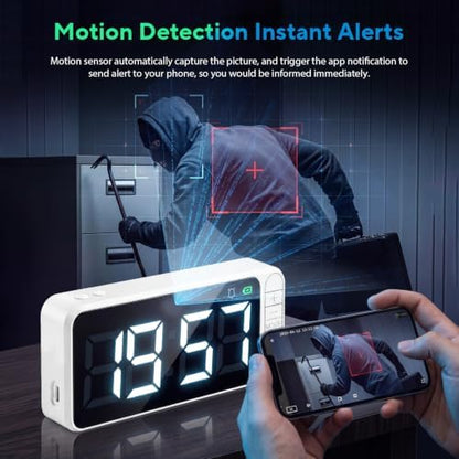 Hidden Camera Magnetic Clock 4K WiFi Indoor Cam with Long Battery Life
