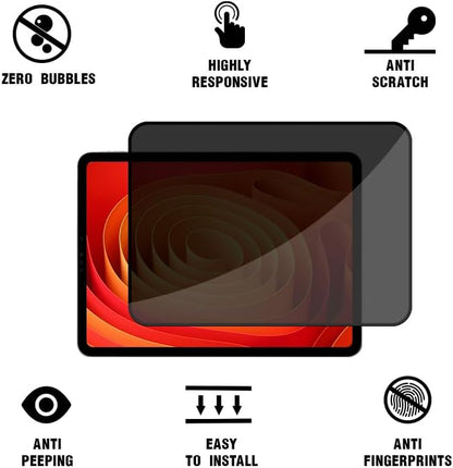 Anti-Spy Tempered Glass Film Guard for iPad 10th 2022 10.9" / 11th A16 2025 11", Anti-Scratch, Anti-Shock Privacy Screen Protector for iPad 10/11 Generation, Black Security Screen