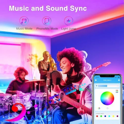 TJOY LED Lights for Bedroom 25ft, RGB Color Changing, Remote&APP Control