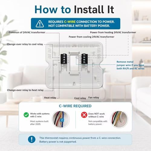 Smart WiFi Thermostat for Home with App Remote Control, Advanced Programmable Regulator for Ultimate Comfort, Supporting 7-Day, 5-1-1 Day, or Non-Programmable Modes.