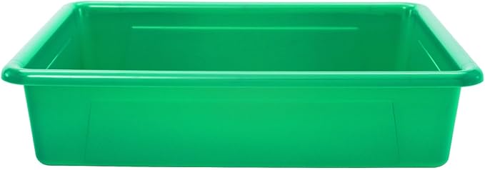 School Smart Sturdy Plastic Storage Tray, Multifunctional Design for Classroom, Home, and More, Letter Size, Green