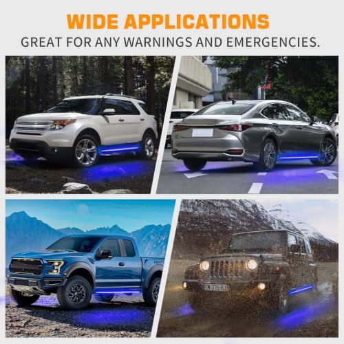 XRIDONSEN 2PCS 60 inch Blue Running Board Emergency Lights Strip