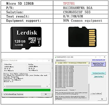Factory Wholesale 128GB Micro SD Card 10-Pack, U3 A1 V30 Class 10, 80+MB/s Read for 4K Camera, Game Console, Drone,CCTV -with SD Adapter(128GBX10)