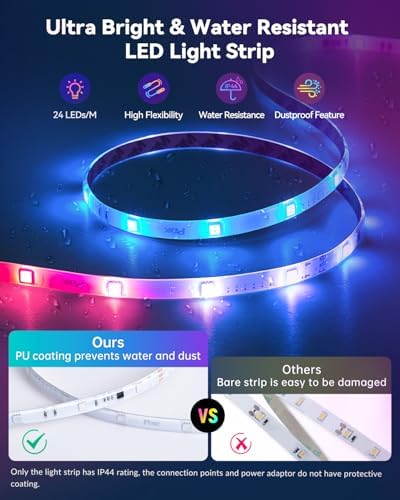 Pak LED Strip Lights 105ft, RGBIC Color Changing Smart Lights with App, Remote & Voice Control, Music Sync, 64 Scenes, Flexible, DIY Cuttable, Easy Installation for Bedroom, TV, Gaming, Party