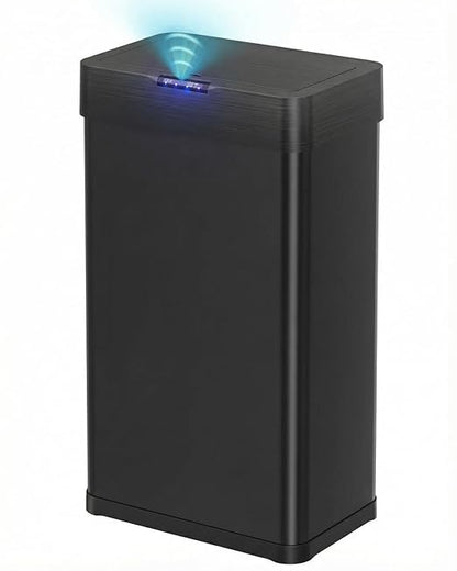 TLSUNNY 13.2 Gallon Motion Sensor Trash Can,Touchless Automatic Garbage Can,Brushed Stainless Steel Smart Bin,with Bag Holder,Soft Close Lid,for Kitchen,Office,RV,Bedroom,Living Room (Black, 50L)