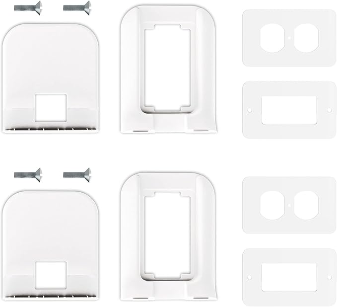 WALI Outlet Shelf Wall Holder,Bathroom Walls Shelves up to 10lbs Standard Vertical Duplex Wall Shelf Organizer for Smart Home Decor Space Saving Power Tools, Toothbrush (OLS002-W), 2 Pack, White