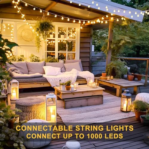 100ft Warm White Globe String Lights Indoor Outdoor Waterproof with Remote