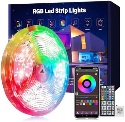 Ledagic Led Lights for Bedroom 50ft (1 Roll), Music Sync Led Lights | RGB Color Changing Led Strip Lights with Remote and App Control RGB Led Light Strip for Home Party Room Decor