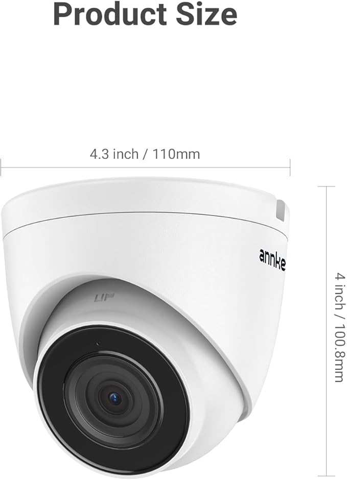 ANNKE 3K PoE Camera with Audio/Mic, IP Turret Security Camera Outdoor Indoor, Color Night Vision, AI Human Detection, IP67 Weatherproof, 116° Wide Angle 2.8mm Lens, 24/7 Recording,RTSP, @20fps