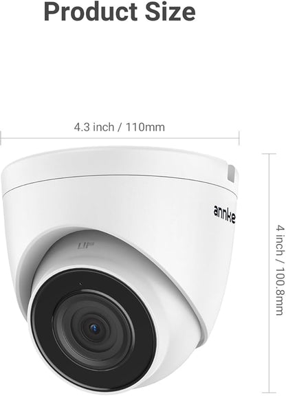 ANNKE 3K PoE Camera with Audio/Mic, IP Turret Security Camera Outdoor Indoor, Color Night Vision, AI Human Detection, IP67 Weatherproof, 116° Wide Angle 2.8mm Lens, 24/7 Recording,RTSP, @20fps