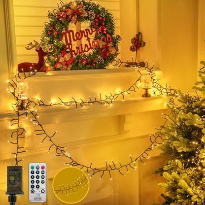 BHCLIGHT 100FT 2000LED Cluster Christmas Lights with Remote, Warm White