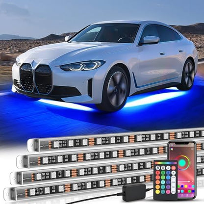 Nilight 4PCS Aluminum RGB Underglow LED Strip Lights with APP & Remote
