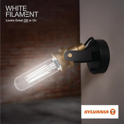 Sylvania T10 Clear LED White Filament Bulb, 7.5W, Dimmable, 800 LMS, Medium Base, 5000K, Daylight - 1 Pack (42265)