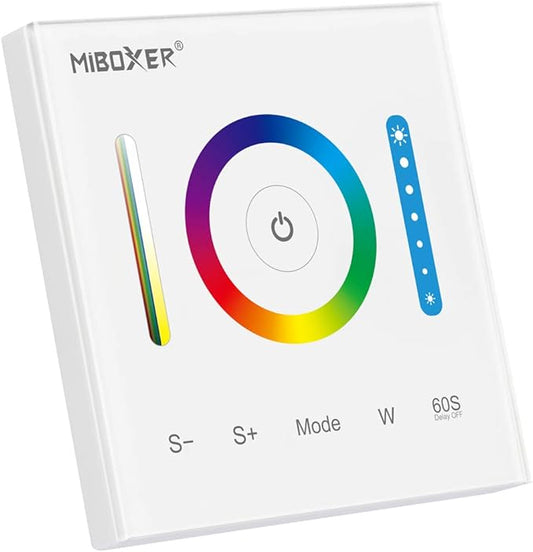 LGIDTECH P3 Wall-Mounted Full Touch Panel Controller for 3528 5050 2835 RGB RGBW RGB+CCT Dimmable Color Changing LED Strip Lighting DC 12-24V 10A 120W 240W.Support Voice and DMX512 Control