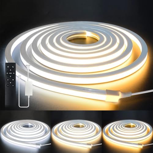 LED Strip Lights 16.4ft 110-120V,Dimmable Silicone Neon Rope Lights,Flexible Outdoor Waterproof Neon Strip Lights for Mirror,Kitchen,Cabinet,DIY Lighting