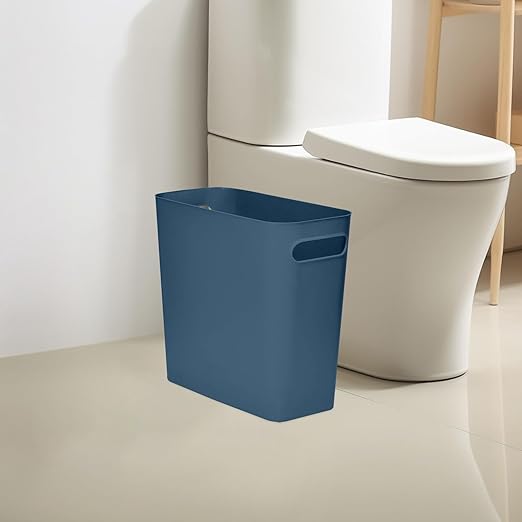 Versatile 1.8 Gallon Plastic Trash Can - The Compact Bin for Bathroom, Kitchen, or Home Office - Blue