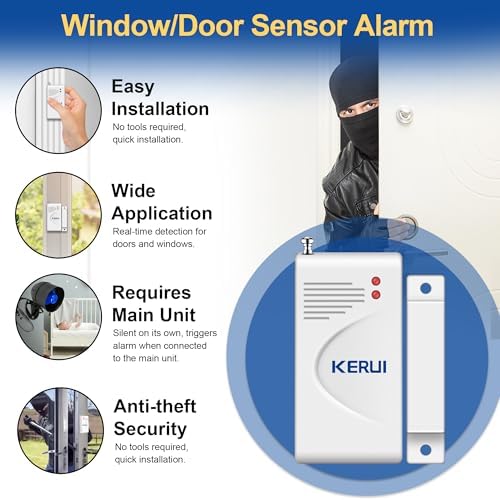 WiFi Security Alarm System Kit-Wireless 120db Loud Weatherproof Siren Horn with Remote Control& Door Contact Sensor&Motion Sensor Alarm Home Hotel Garage Shop Burglar Alarm System