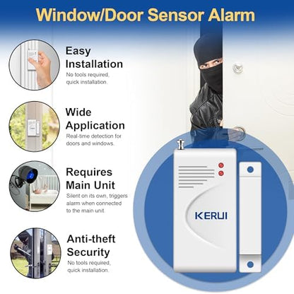 WiFi Security Alarm System Kit-Wireless 120db Loud Weatherproof Siren Horn with Remote Control& Door Contact Sensor&Motion Sensor Alarm Home Hotel Garage Shop Burglar Alarm System