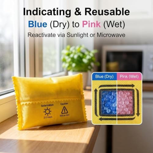 2 Pack Rechargeable Silica Gel Desiccant Packs,100g Each Moisture Absorbers
