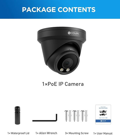 4COVR Security Camera Outdoor, 5MP PoE Wired Surveillance Video IP Camera Built-in Mic, Smart AI Person/Vehicle Detection, 100ft IR HD Night Vision, 2.8mm Lens, IP67 Weatherproof, LY97SA5MA