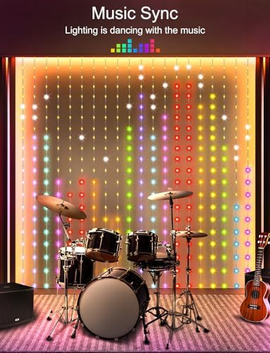 LumBelle 6.6 x 6.6Ft 400 LED Smart Curtain Lights with APP Remote Control