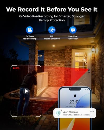 Fingerprint Smart Door Lock, ANYBELL Keyless Entry Door Lock with Camera, Built-in Wi-Fi Deadbolt for Front Door, Auto Lock, Cloudege App Control, Night Vision & Two-Way Audio, Home Security