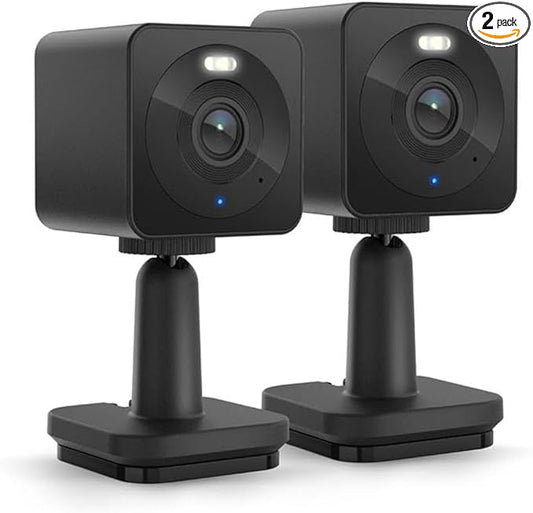WYZE Cam OG Indoor/Outdoor 1080p Wi-Fi Smart Home Security Camera with Color Night Vision, Motion Detection, 2-Way Audio, Compatible with Alexa & Google, Black (2-Pack), Free Expert Setup (Renewed)
