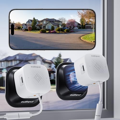 Outinput 3MP 2K No Drill Window Security Camera, 2.4G&5GHz Surveillance Camera with Adjustable View Angle Mount, AI Color Night Vision, Person and Motion Detection, 24/7 Recording, Anti-Glare (2-Pack)