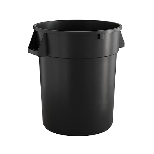 32 Gallon Black Round Commercial Trash Can, Heavy-Duty Food Grade NSF Certified, Perfect for Restaurant, Office, School, Garage, Backyard, Workshop, Warehouse