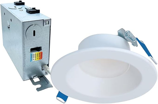 HALO LCR 4 in Canless LED Recessed Light, 14W, Dimmable, 1300 Lumens, 6 Selectable CCT 2700K-6500K, Wet Location, IC Rated Indoor Outdoor Ceiling Downlight, Matte White - LCR412RD9FSE020