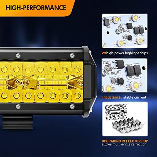 GOOACC 12Inch 240W Triple Row Amber Led Light bar 30000LM Flood Spot Combo Off Road Work Light Driving Boat with Wiring Harness for UTV Jeep Truck Boat, 2 Years Warranty