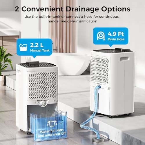 Trazico 4000 sq.ft Dehumidifier for Basement, with Drain Hose, 45 Pint/D
