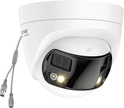 ANNKE 5MP Analog Dual-Lens Security Camera, Wired Add-On Dome Camera for TVI Analog CCTV DVR System (DVR Required, Not Included), 180°Wide Angle, Smart Dual Light, 130dB, 3D DNR, One-Way Audio, IP67