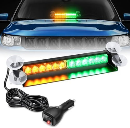 Nilight 12LED Traffic Advisor Strobe Light Bar Amber Green Hazard Safety