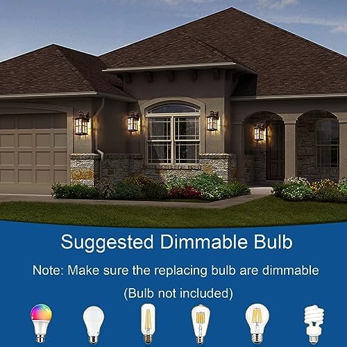 Motion Sensor Outdoor Wall Lantern Brown Dusk to Dawn Exterior Porch Light