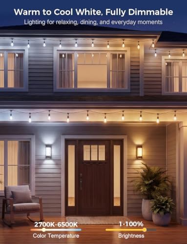XMCOSY+ Smart Outdoor String Lights 98FT, LED Patio Lights with App Control