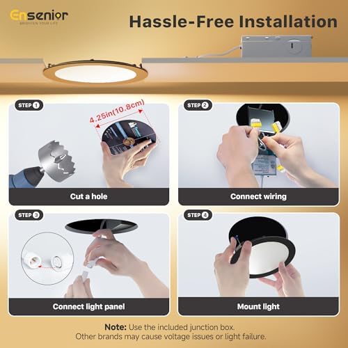 Ensenior 16Pack 4 Inch LED Recessed Ceiling Light, 5CCT, 750LM 9W, Black