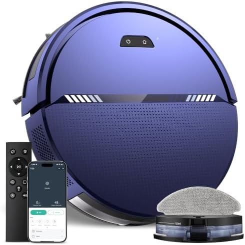 Robot Vacuum and Mop Combo, 8000Pa Strong Suction 2 in 1 Vacuum Robot with Mopping, with Schedule, Wi-Fi/App/Remote, Self-Charging, Slim, Ideal for Hard Floor, Pet Hair, Low-Pile Carpet