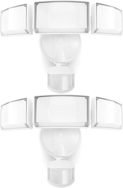 LUTEC 2 Pack 72W 7500LM LED Security Lights Motion Sensor Light Outdoor, 5000K Daylight, IP65 Waterproof, Dusk to Dawn, 3-Head Motion Detected Flood Light for Garage, Yard, Porch(White)