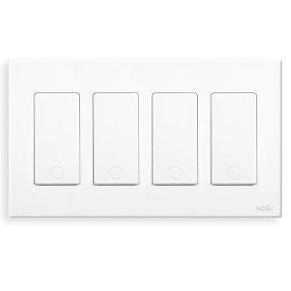 MOES Smart Single Pole Light Switch, 2.4GHz WiFi Wall Switch, Needs Neutral Wire, Multi-Control, Smart Life/TUYA APP Control, Voice Control with Alexa/Google Home, White 4 Gang