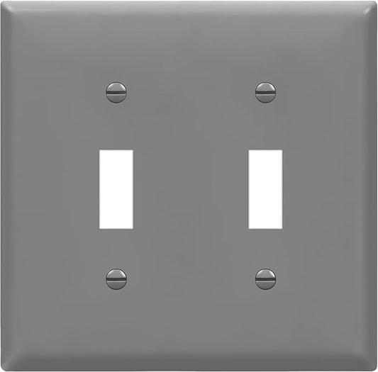 ENERLITES Toggle Light Switch Wall Plate, Gloss Finish, Size 2-Gang 4.50" x 4.57", Unbreakable Polycarbonate Thermoplastic, 8812-GR, Gray
