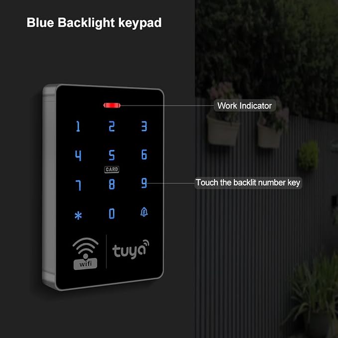 WiFi Tuya Access Control Kit, 180kg/350lb Magnetic Lock,3000 Users | Waterproof Keypad With Power supply, Exit button, and 15 ID key fobs for home office gate security