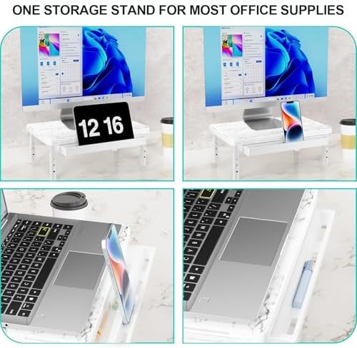 WALI Computer Monitor Stand with Storage, Monitor Riser 3 Height Adjustable