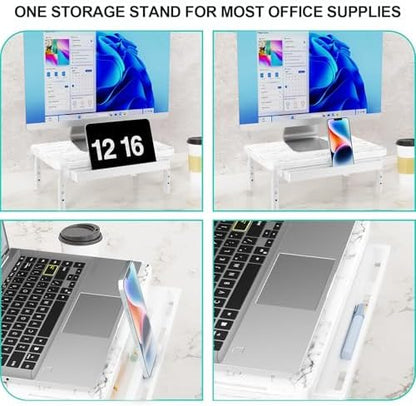 WALI Computer Monitor Stand with Storage, Monitor Riser 3 Height Adjustable