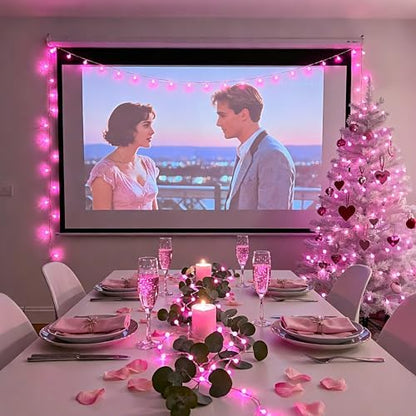 JMEXSUSS 33 ft 100 LED Globe Pink Christmas String Lights Indoor