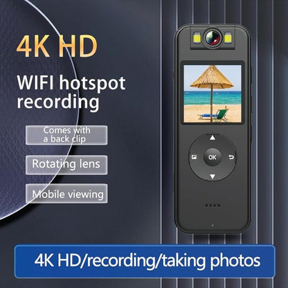 4K 30FPS UHD Wearable Body Cam, 1.4 Inch Screen, 6HR Battery, 64GB Included, JS-06B