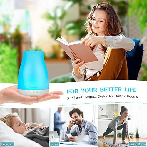 Homeweeks Diffusers, 100ml Colorful Essential Oil Diffuser with Adjustable Mist Mode, Auto Off Aroma for Bedroom/Office/Trip (100 ML 3 Pack)