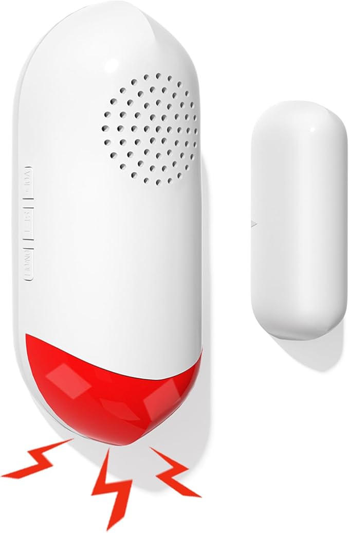Smart WiFi Freezer Refrigerator Door/Window Alarm with Free Real-Time APP Alerts, 0-60s Delay, Scheduled Arm/Disarm, 0-120dB Adjustable Siren with Flashing Light for Fridge/Home/Store (1Pack)