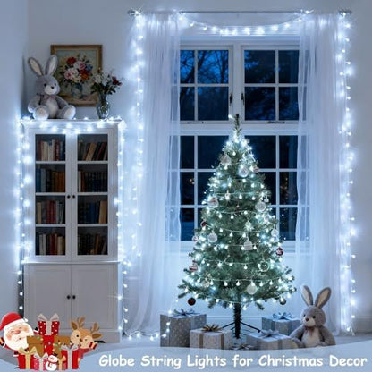 JMEXSUSS 100ft 200 LED White Globe String Lights Indoor Outdoor Waterproof